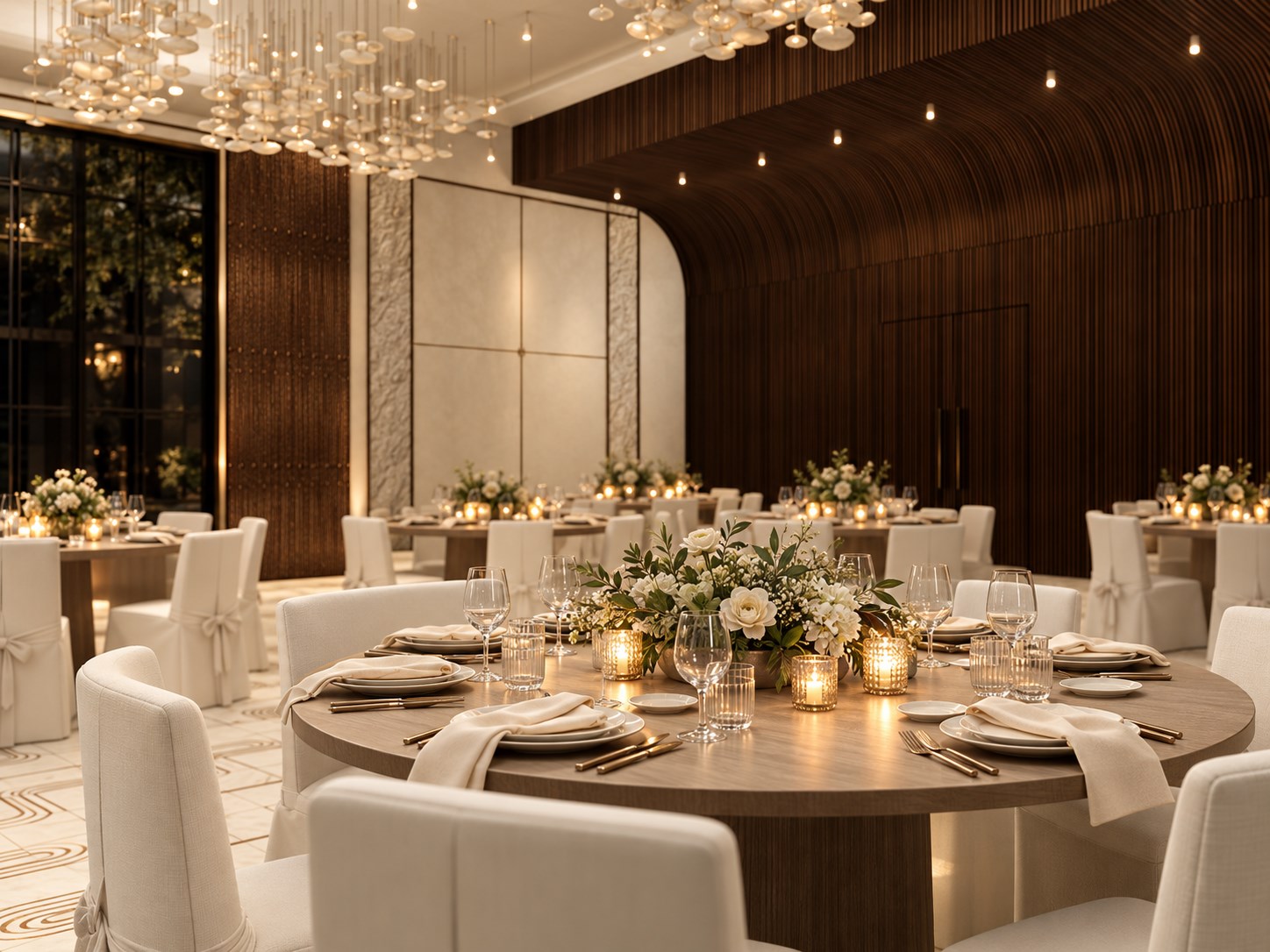 Intimate anniversary dining table in the banquet hall