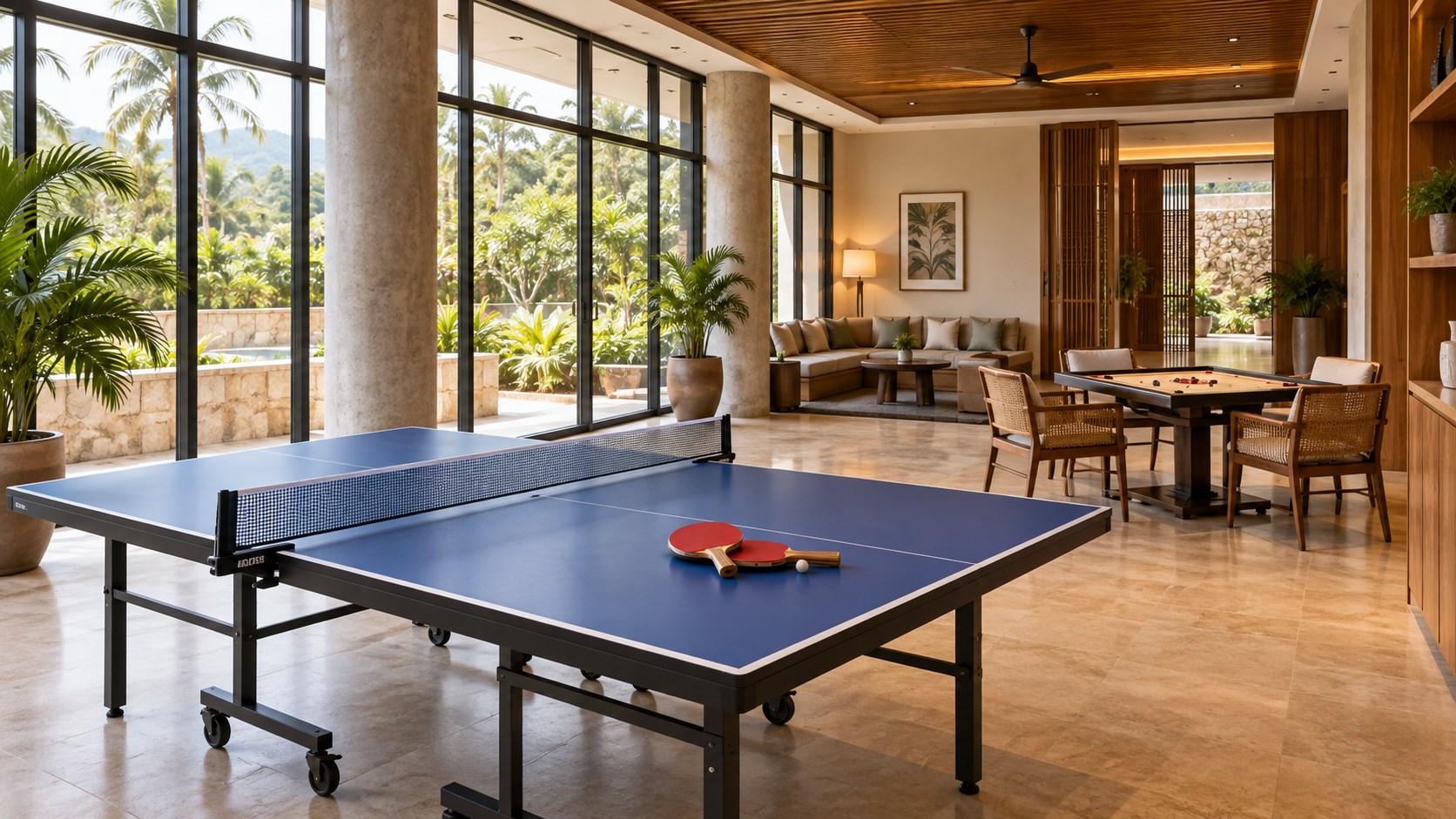 Indoor Games at a landscaped resort